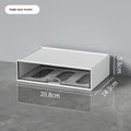 Transparent drawer desk organizer with multiple compartments for easy access and neat storage of office supplies.