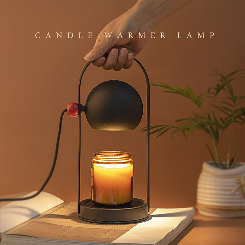 Aromatherapy wax lamp emitting a warm glow, designed for relaxing evenings with cozy fragrances and calming ambiance.