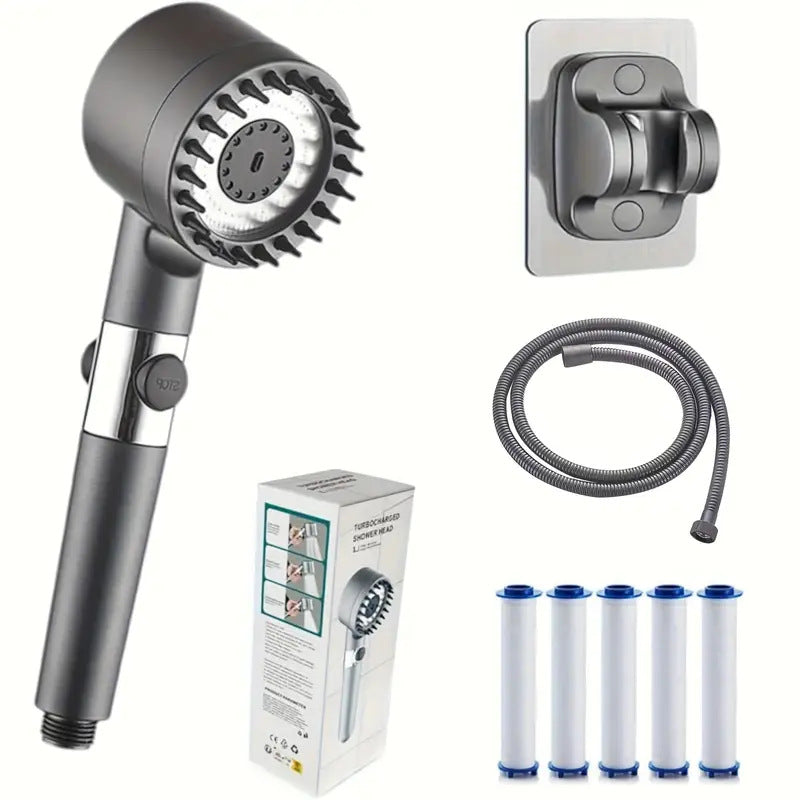 Water purifying shower filter showing the sleek filter unit designed to improve water quality for a cleaner shower experience.