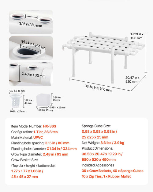 Indoor hydroponic system with 36 sites for efficient, space-saving vegetable and herb cultivation at home or in small spaces.