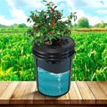 Four-bucket deep water culture (DWC) garden system for growing fresh greens, featuring durable containers and nutrient delivery setup.
