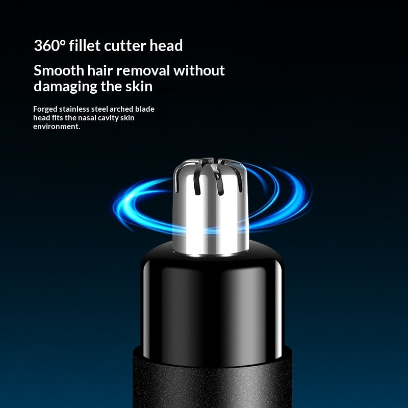 Close-up of the QuickTrim Nose Hair Trimmer showing its sleek design and precision blades for easy grooming.