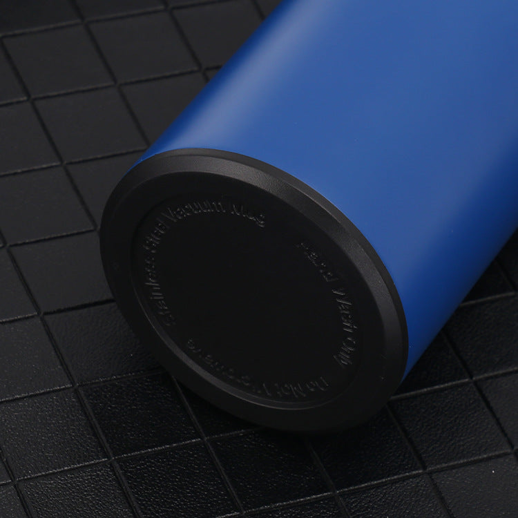 Smart water bottle with a sleek design, showing its temperature display and hydration features.