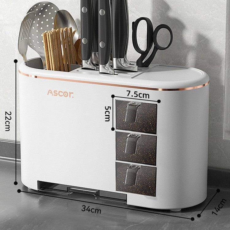 Smart kitchen organizer with multiple compartments for storing cooking essentials, helping keep your kitchen tidy and organized.