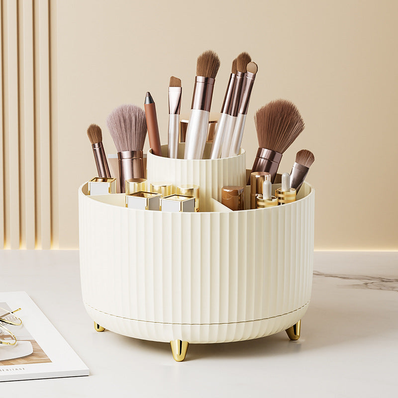Elegant beauty brush organizer with multiple compartments, designed to keep makeup brushes neat and easily accessible.
