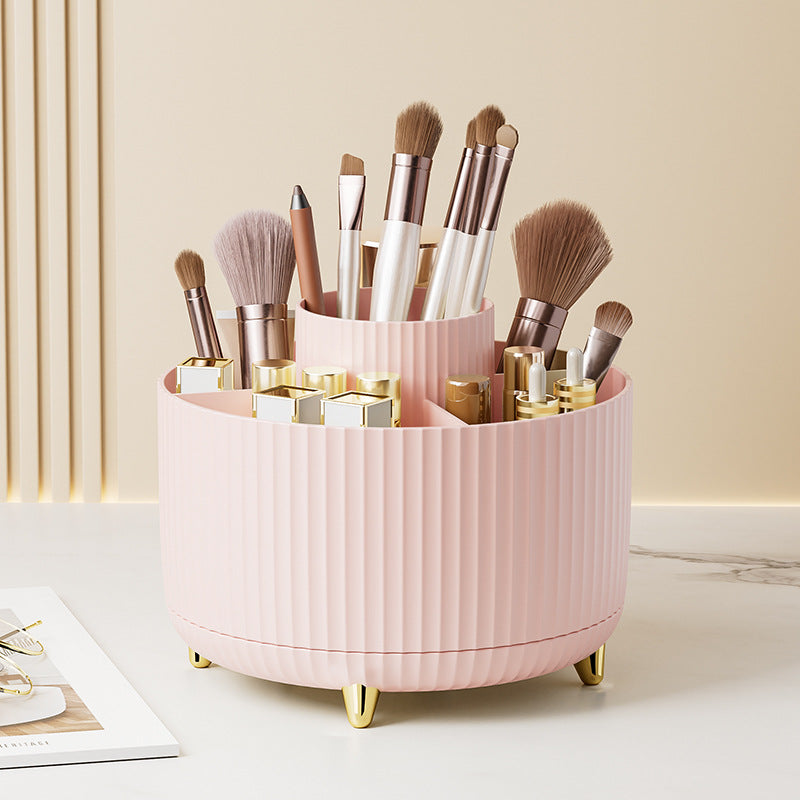 Beauty brush organizer with multiple compartments, designed to keep makeup brushes tidy and easily accessible on your vanity.