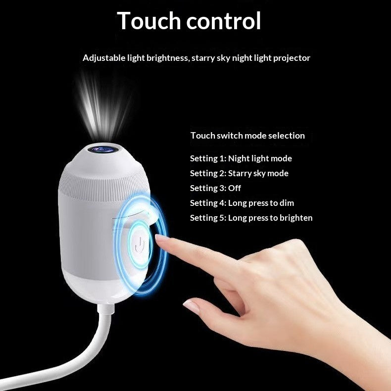 Romantic galaxy light projector displaying star patterns to create a cozy, atmospheric ambiance in a room.