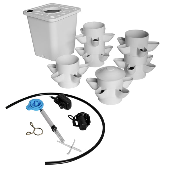 White 30-Plant Hydroponic Tower by Create Your Indoor Garden, featuring a sleek vertical design for indoor gardening and plant growth.