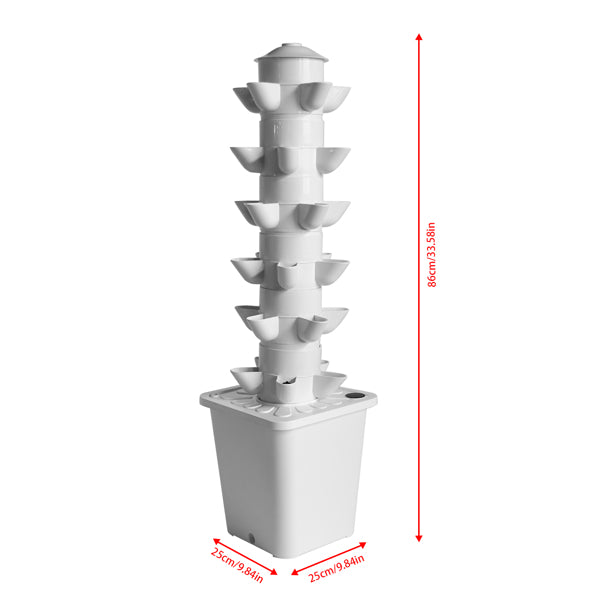 White 30-Plant Hydroponic Tower for indoor gardening, featuring a sleek design to grow herbs, vegetables, and plants indoors.